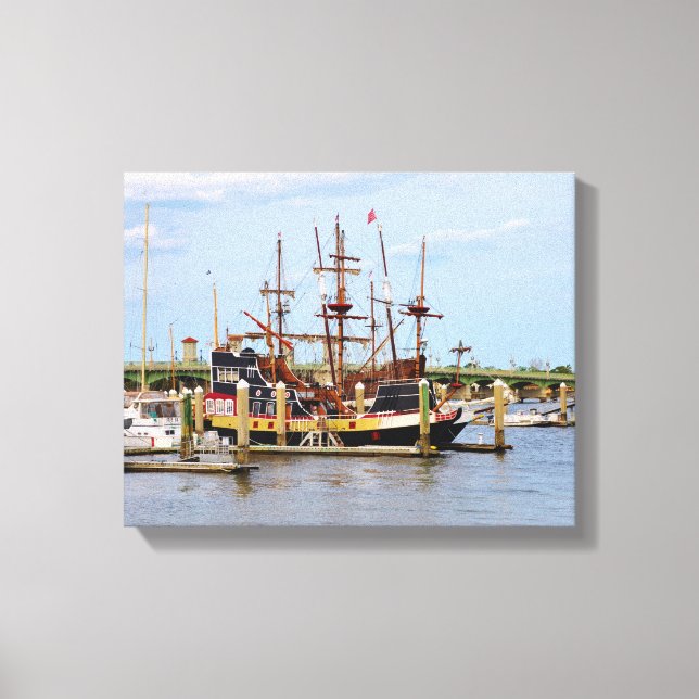 Black Raven Pirate Ship Wrapped Canvas Print (Front)