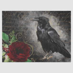 Black Raven Rose Whimsical Tissue Paper