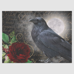 Black Raven Rose Whimsical Tissue Paper