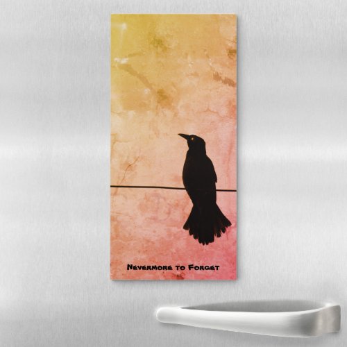 Black Raven Silhouette Gold and Rose Magnetic Notepad