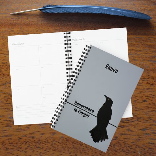 Black Raven Silhouette Nevermore to Forget Gothic Planner