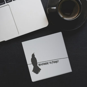 Black Raven Silhouette on Gray Post-it Notes