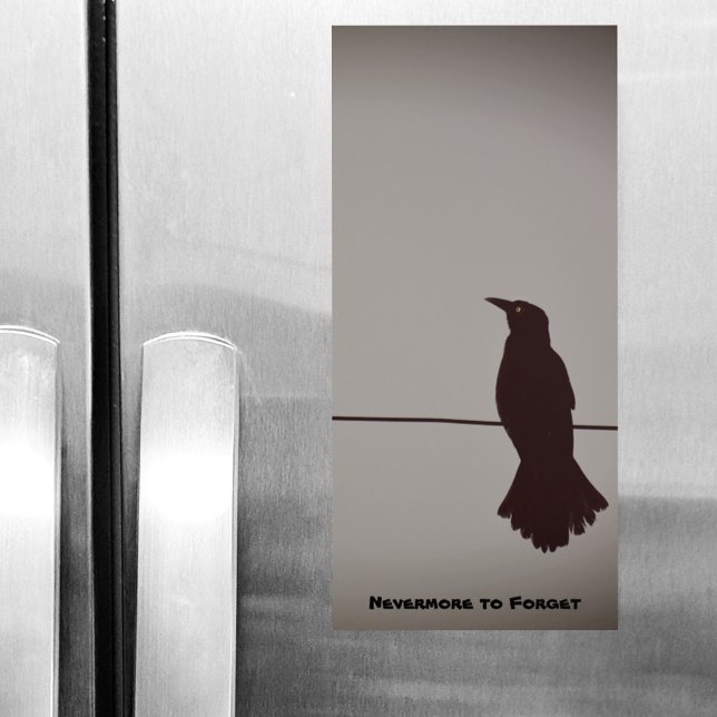 Black Raven Silhouette Taupe Greinge Magnetic Notepad (Creator Uploaded)