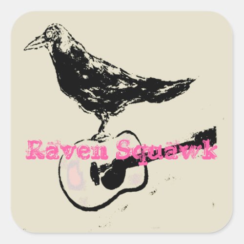 Black Raven Squawk Square Sticker