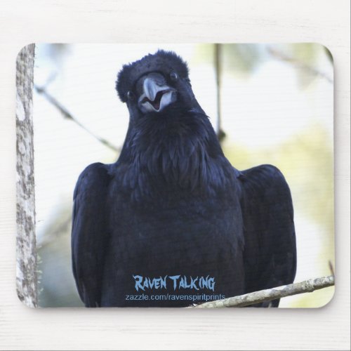 BLACK RAVEN TALKING MOUSE PAD