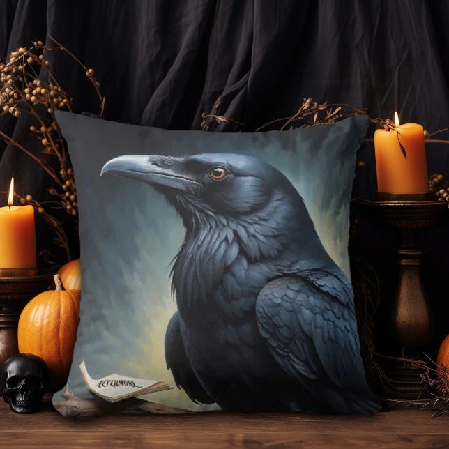 Black Raven Throw Pillow (Creator Uploaded)