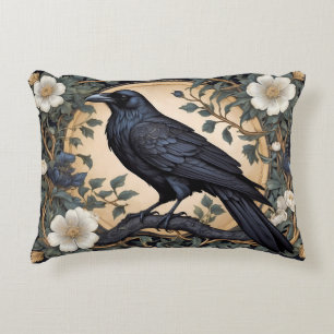 Black Raven William Morris Inspired Accent Pillow