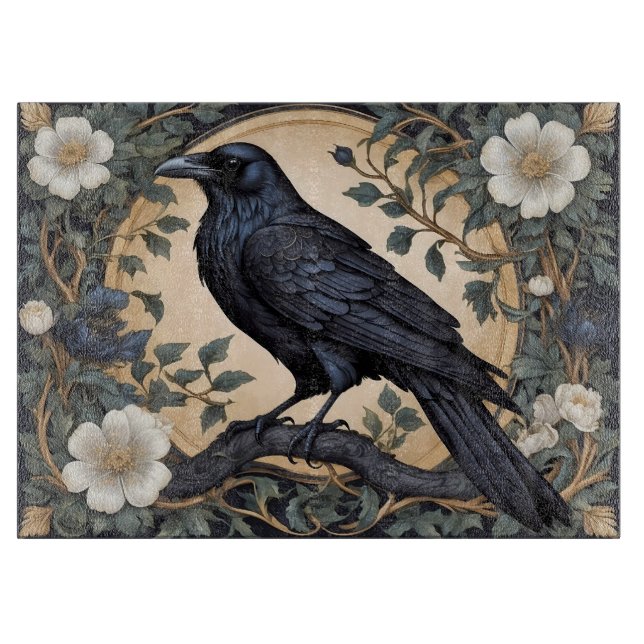 Black Raven William Morris Inspired Cutting Board (Front)