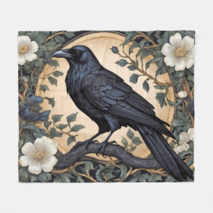 Black Raven William Morris Inspired Fleece Blanket