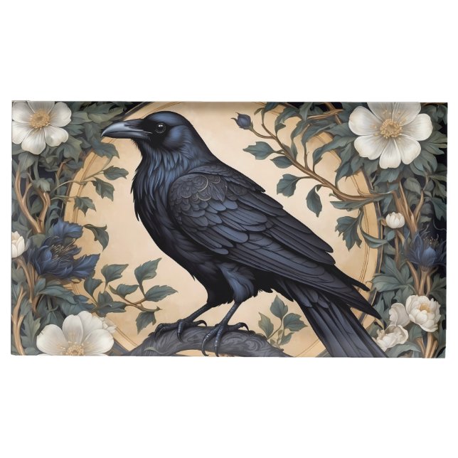 Black Raven William Morris Inspired Place Card Holder (Front)