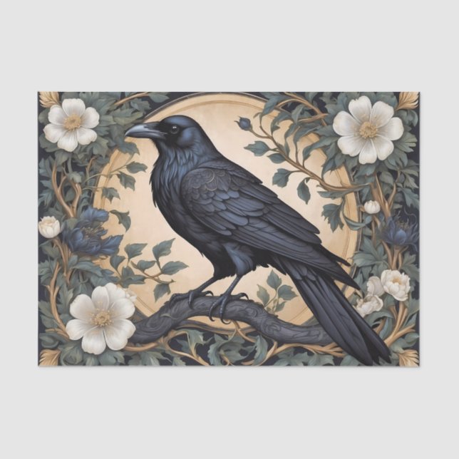 Black Raven William Morris Inspired Tissue Paper (Front)