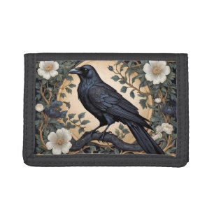 Black Raven William Morris Inspired Tri-fold Wallet
