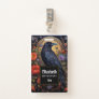 Black Raven with Flowers Gothic Design Badge
