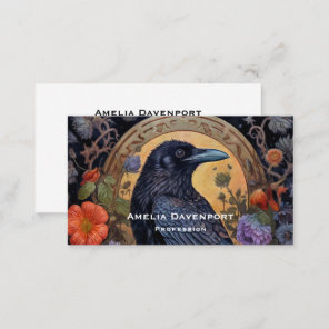 Black Raven with Flowers Gothic Design Business Card