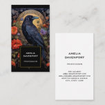 Black Raven with Flowers Gothic Design Business Card