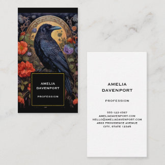 Black Raven with Flowers Gothic Design Business Card