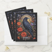 Black Raven with Flowers Gothic Design
