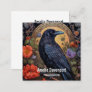 Black Raven with Flowers Gothic Design Square Business Card