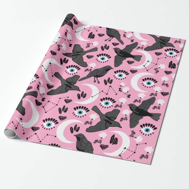 Black Raven Wrapping Paper (Unrolled)