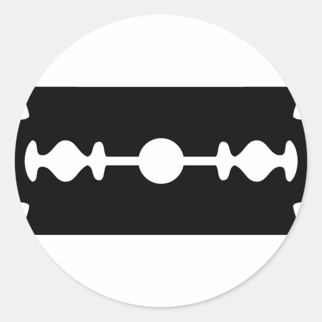black razor blade classic round sticker (Front)