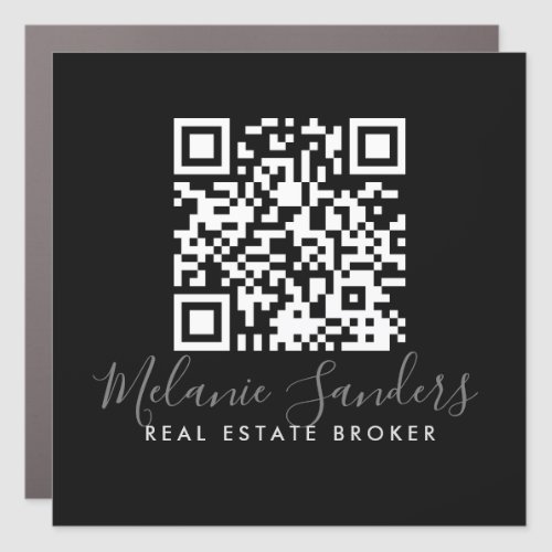 BLACK REAL ESTATE Car Magnet with QR CODE 