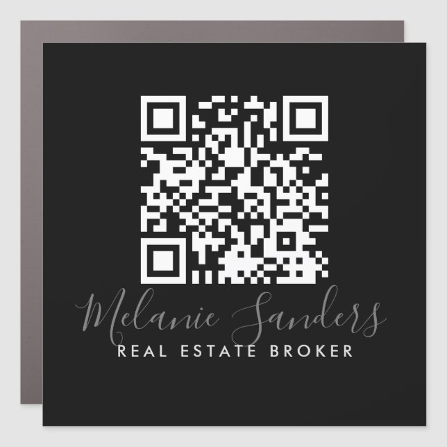 BLACK REAL ESTATE Car Magnet with QR CODE  (Front)