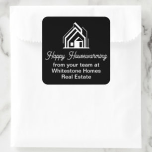 Black Real Estate Company Custom Housewarming Square Sticker