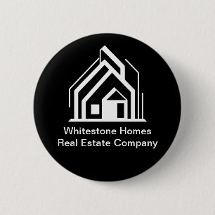 Black Real Estate Company Custom Realtor Name Tag Button