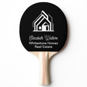Black Real Estate Company Custom Realtor Ping Pong Paddle