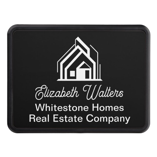 Black Real Estate Company Customized Realtor Hitch Cover (Front)