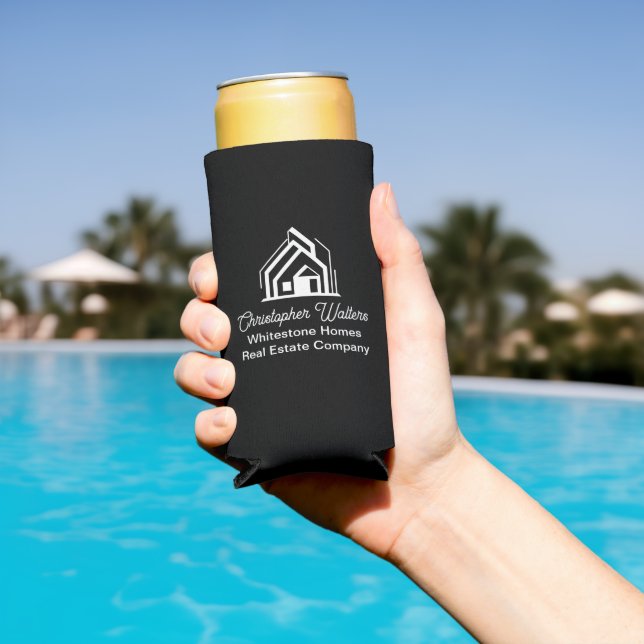 Black Real Estate Company Personalized Realtor Seltzer Can Cooler (In Situ Pool)