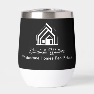 Black Real Estate Company Personalized Realtor Thermal Wine Tumbler