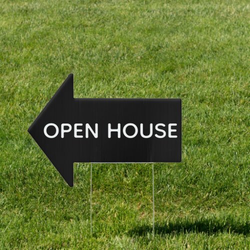 Black Real Estate Open House Arrow Sign