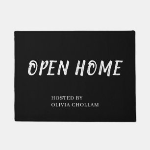 Black Realtor Logo Stylish Custom Open House Mat