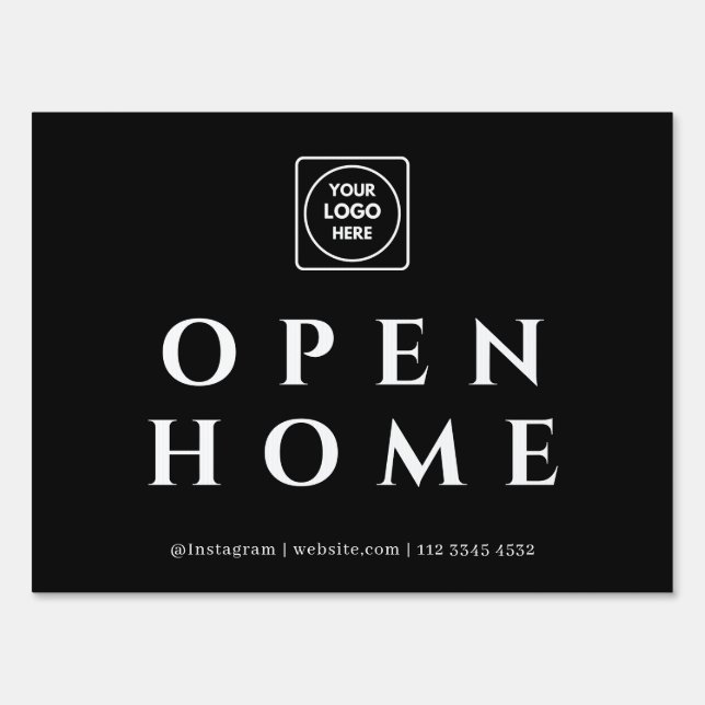 Black Realtor Sign | Custom Open House Display (Front)
