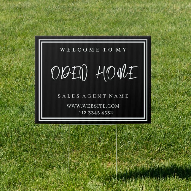 Black Realtor Sign | Custom Open House yard (Insitu)