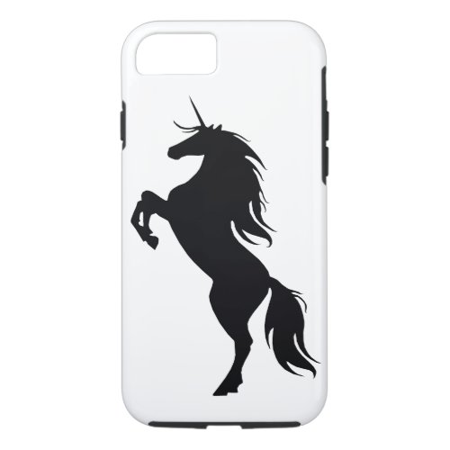 Black Rearing Unicorn Silhouette iPhone 7 Case