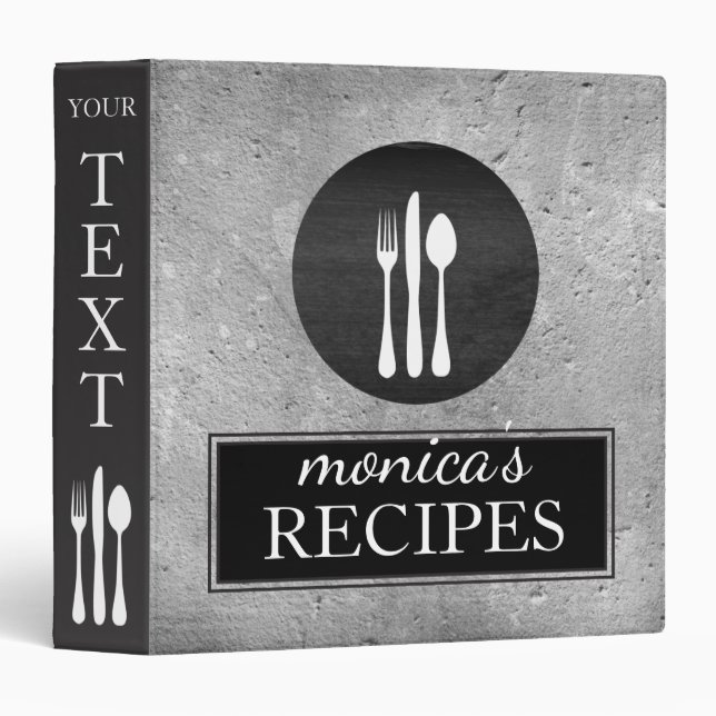 Black Recipe Cooking Vintage Personalized Binder (Front/Spine)
