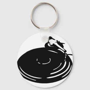 black record turntable keychain