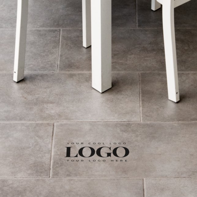 Black Rectangle Business Company Logo Corporate Floor Decals (Restaurant)