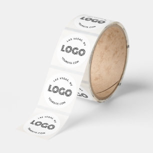 Black Rectangular Logo Curved Text Classic Round Sticker