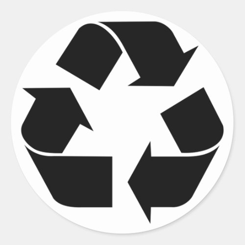 Black Recycling Symbol  Classic Round Sticker