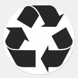 Black Recycling Symbol Classic Round Sticker