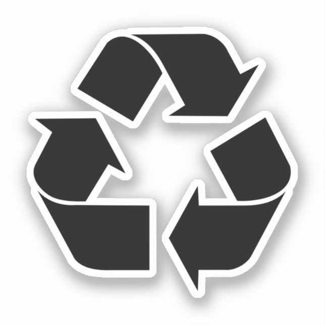 Black Recycling Symbol  Sticker (Front)