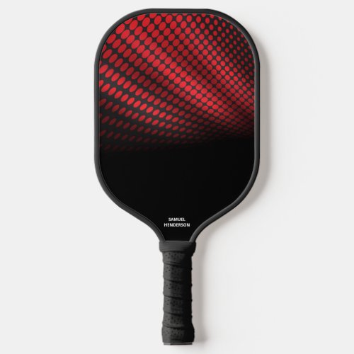 Black Red Abstract Halftone Custom Text Name Pickl Pickleball Paddle