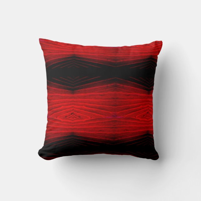 Black, red,  abstract pattern solid back throw pillow (Front)