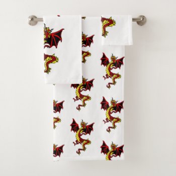 Black  Red  And Gold Dragon Bath Towel Set by PugWiggles at Zazzle