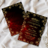 black Red And Gold Floral Islamic Muslim Wedding