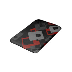 Black red and gray geometric bath mat