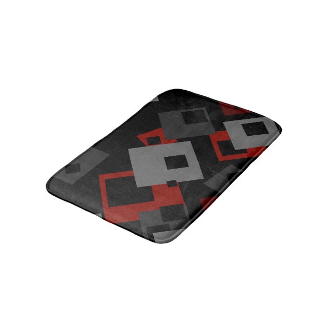 Black red and gray geometric   bath mat (Angled)